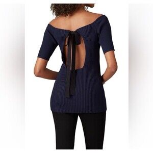 Jason Wu Blouse Off the Shoulder Ribbed Open Back Size XL